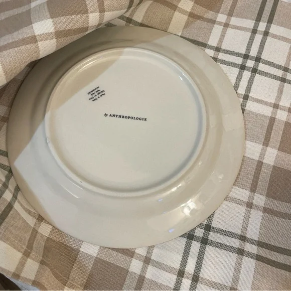 NEW Authentic Anthropologie Bistro Tile a gold Black Monogram Dessert Plate - J - Picture 2 of 2